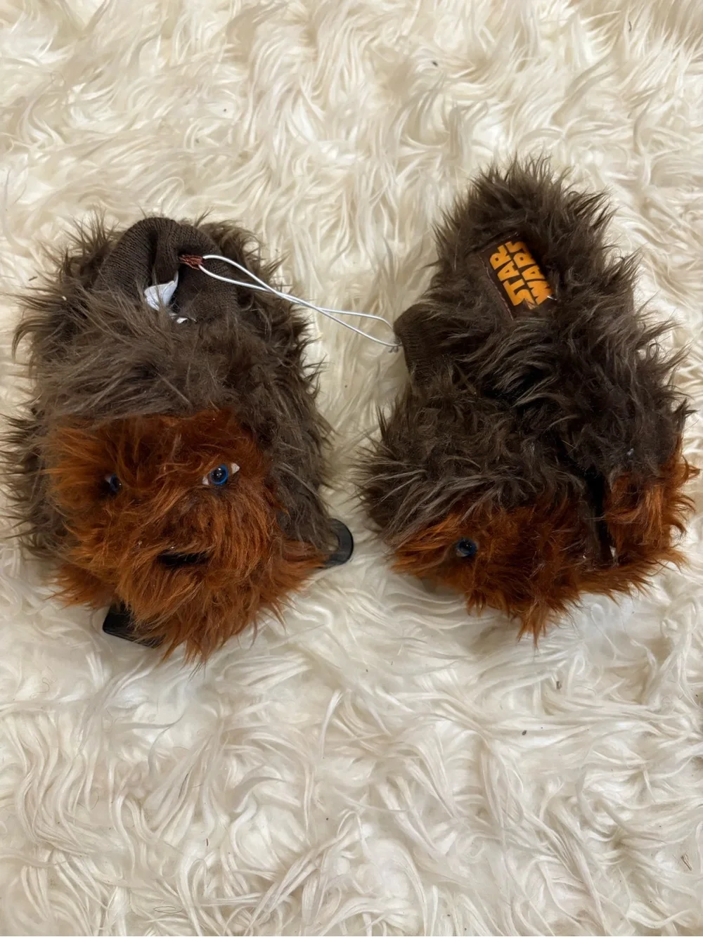 Star Wars Chewbacca Plush Slippers in Dark Brown and Reddish-Brown